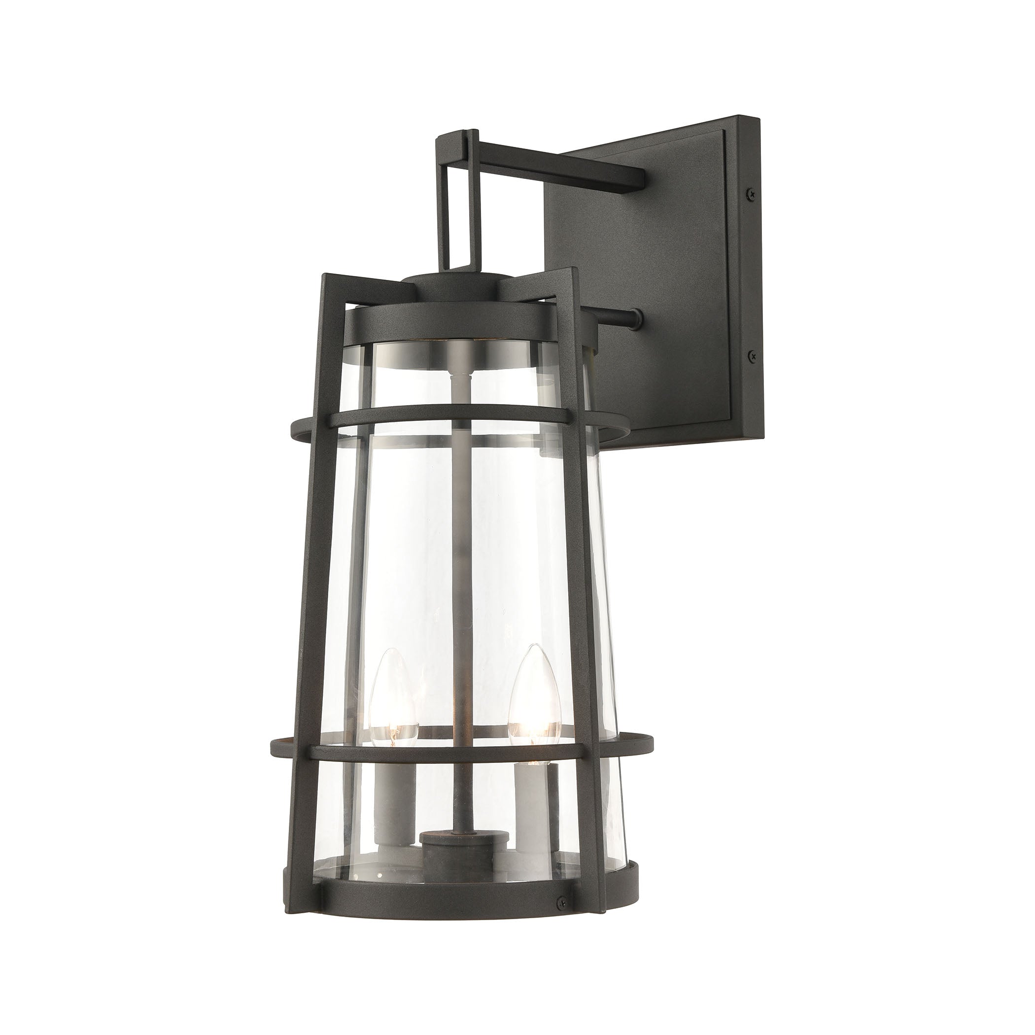 ELK Lighting 45492/2 Crofton 2-Light Outdoor Sconce in Charcoal with Clear Glass