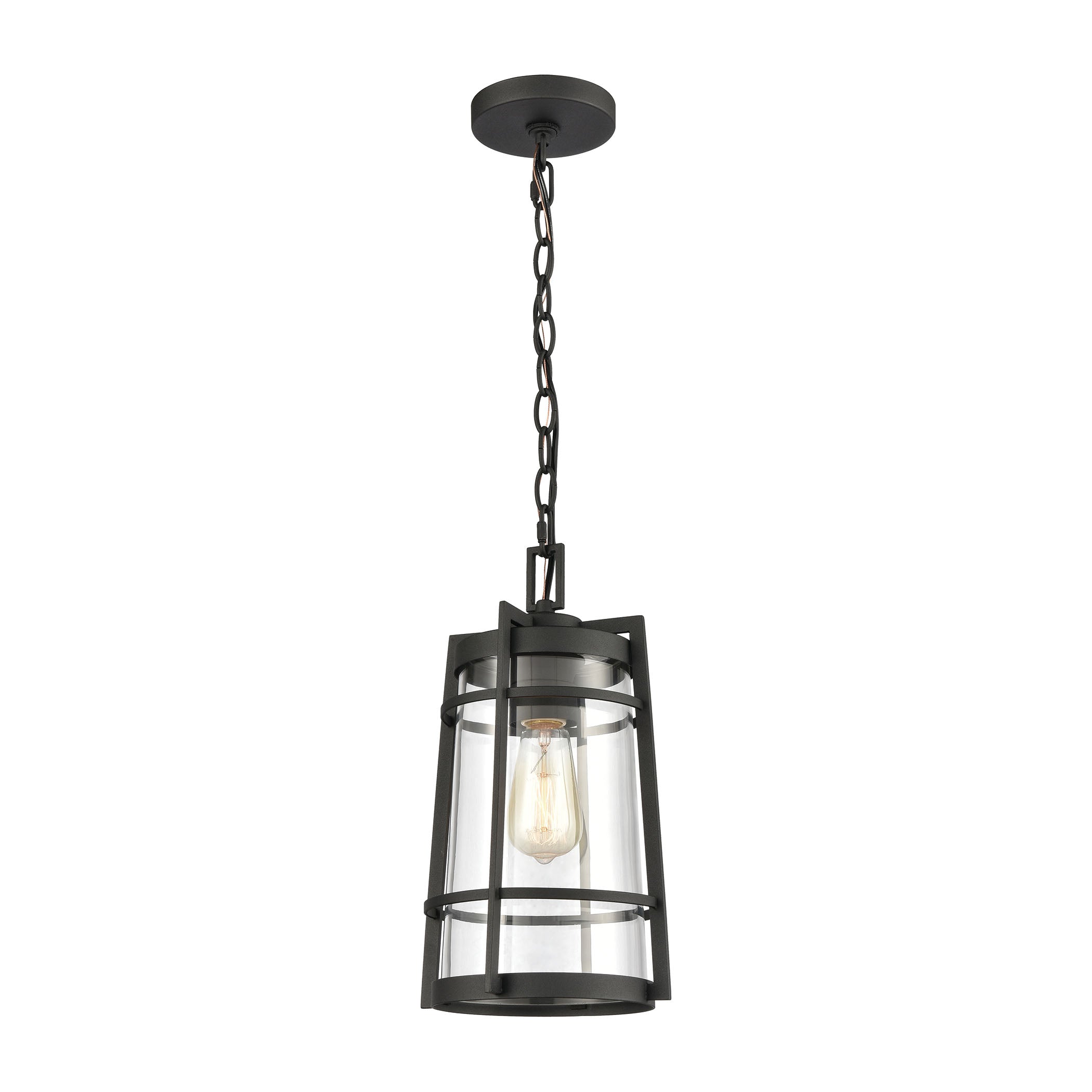 ELK Lighting 45493/1 Crofton 1-Light Outdoor Pendant in Charcoal with Clear Glass