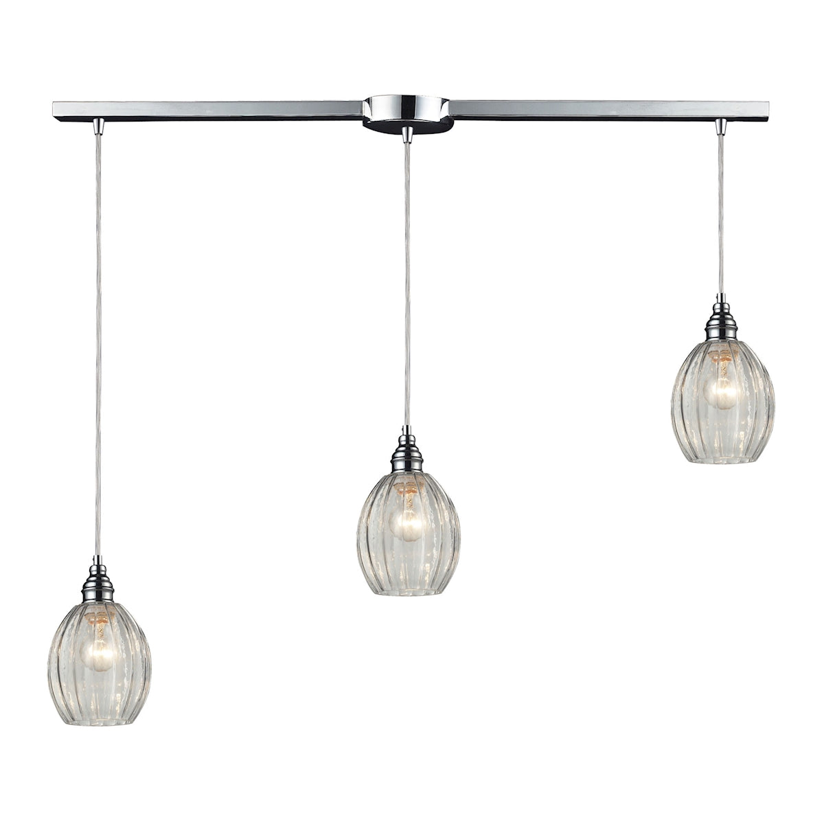 ELK Lighting 46017/3L Danica 3-Light Linear Pendant Fixture in Polished Chrome with Clear Glass