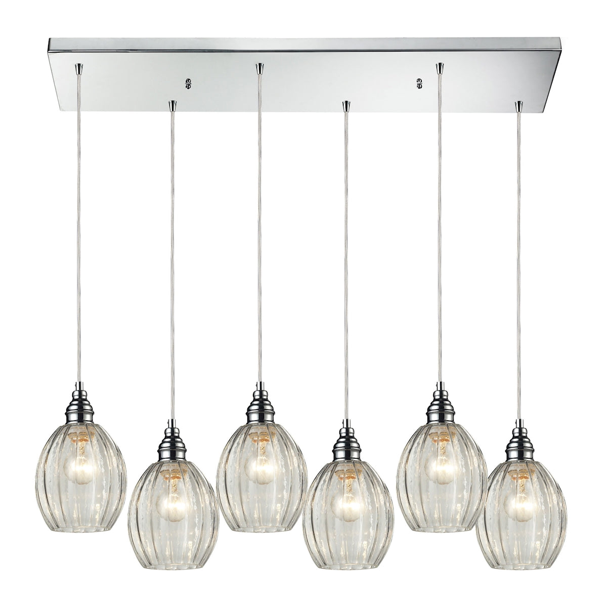 ELK Lighting 46017/6RC Danica 6-Light Rectangular Pendant Fixture in Polished Chrome with Clear Glass