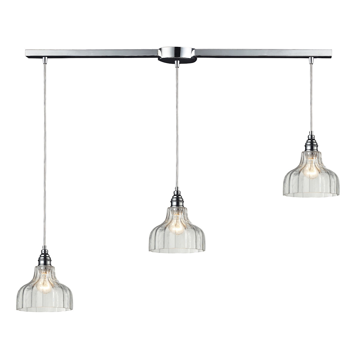 ELK Lighting 46018/3L Danica 3-Light Linear Pendant Fixture in Polished Chrome with Clear Glass