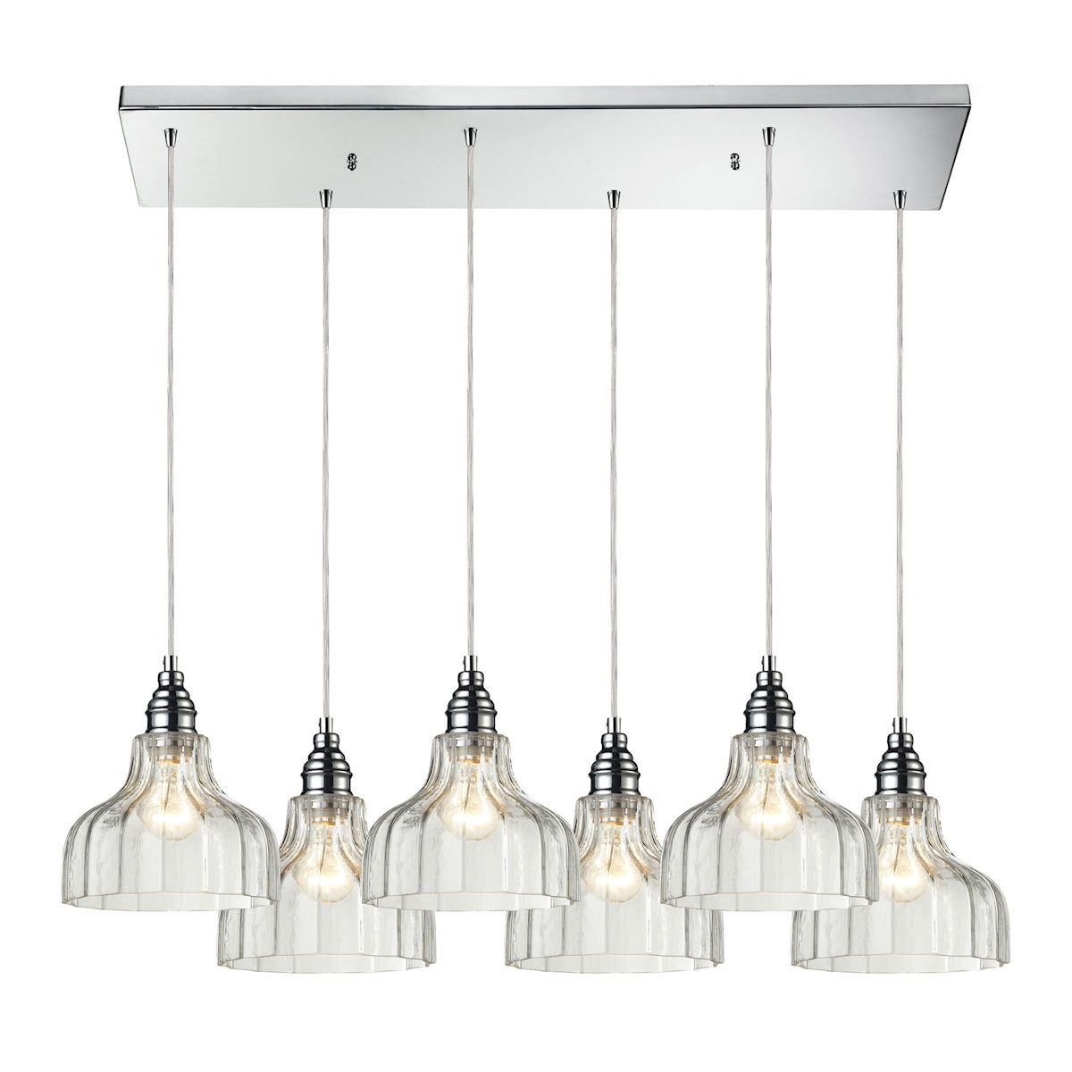 ELK Lighting 46018/6RC Danica 6-Light Rectangular Pendant Fixture in Polished Chrome with Clear Glass