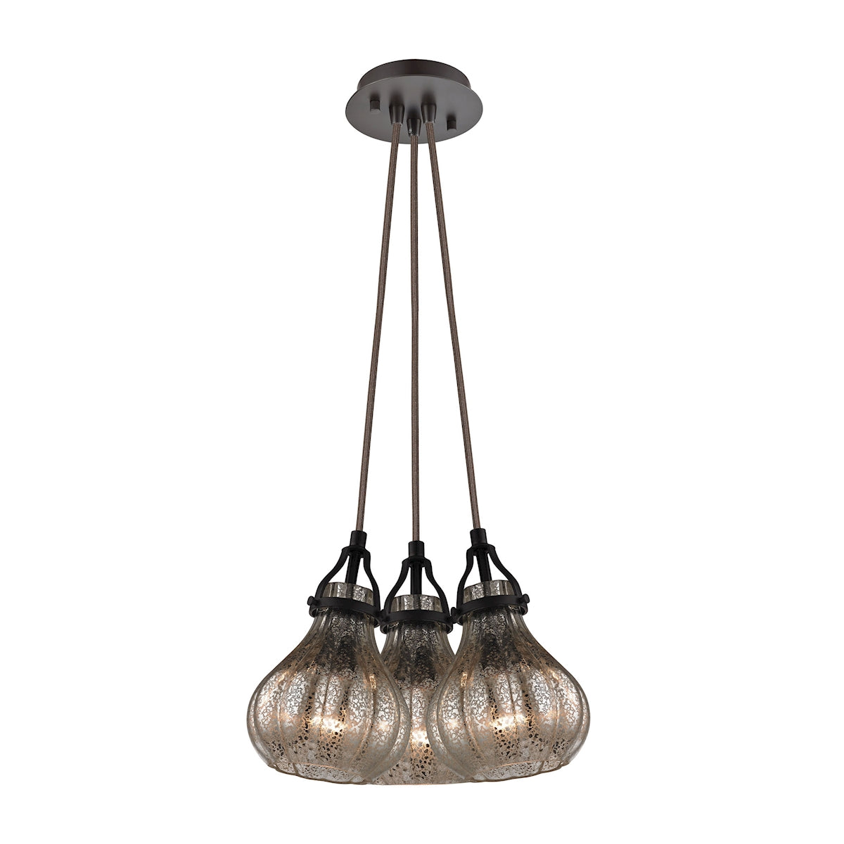 ELK Lighting 46024/3SR Danica 3-Light Nesting Pendant Fixture in Oil Rubbed Bronze with Mercury Glass