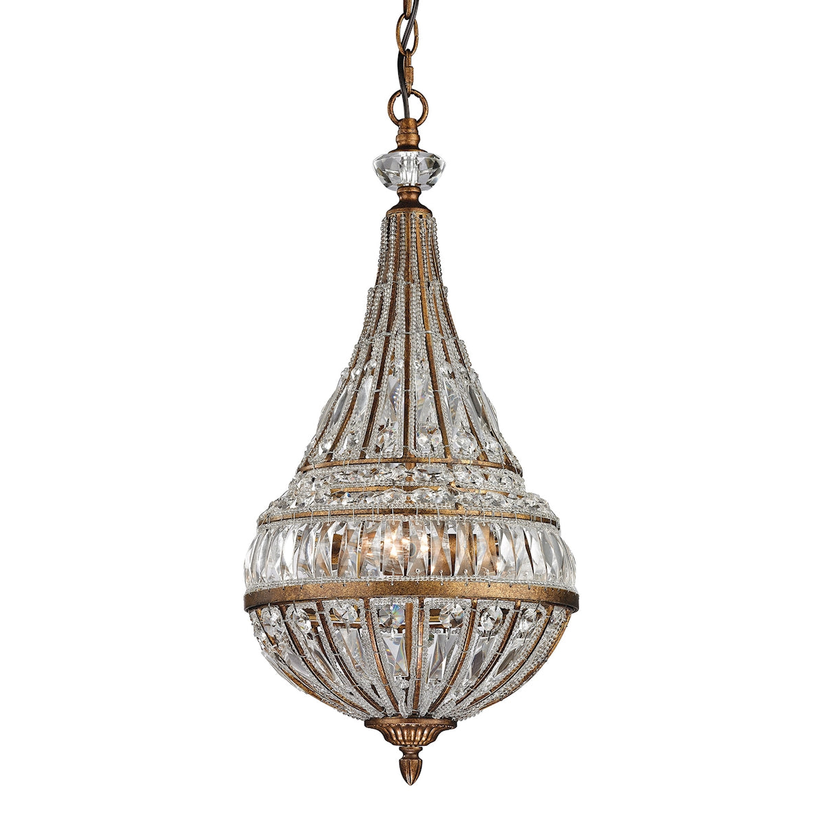 ELK Lighting 46046/3 Empire 3-Light Mini Pendant in Mocha with Crystal and Glass Beads