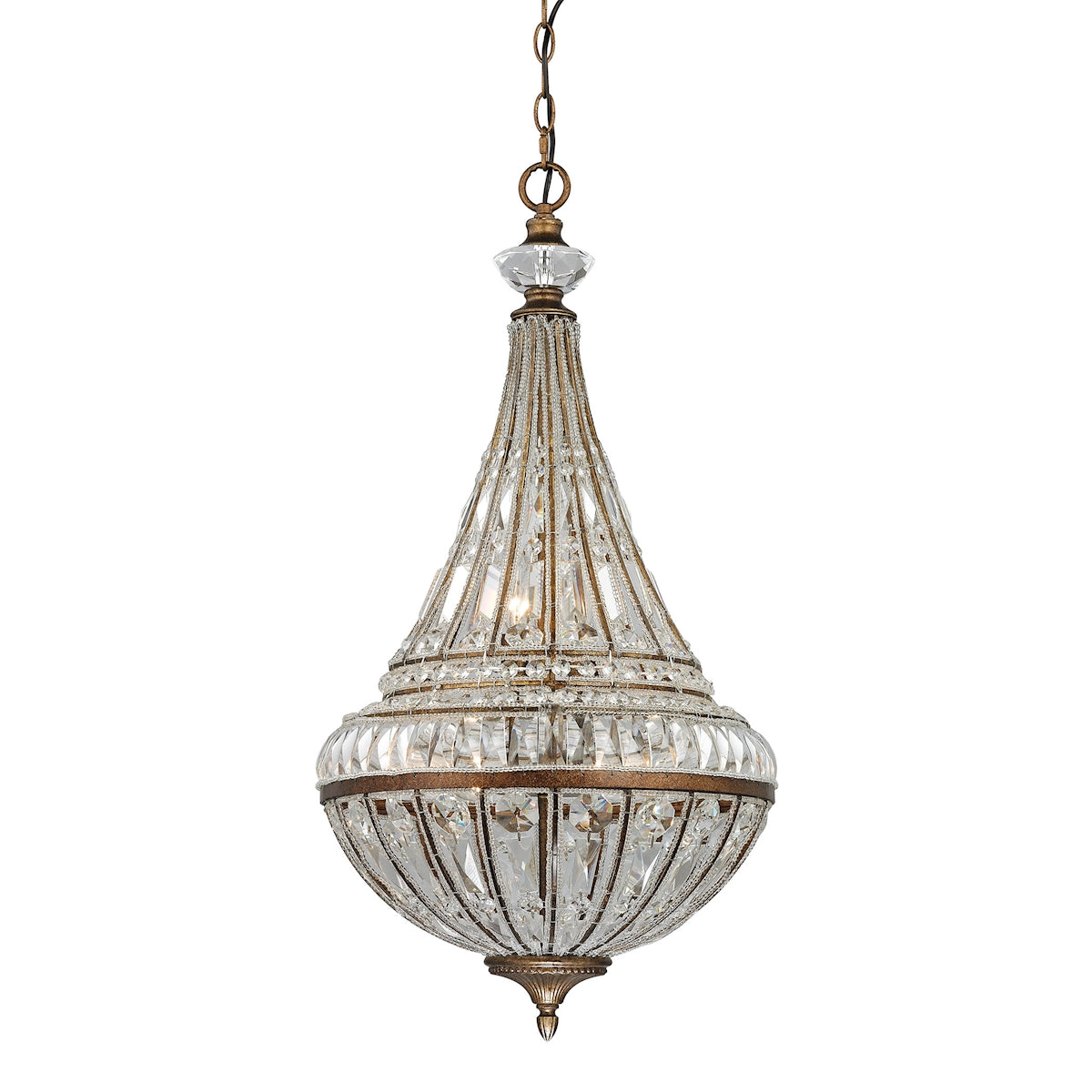 ELK Lighting 46047/6 Empire 6-Light Chandelier in Mocha with Crystal and Glass Beads