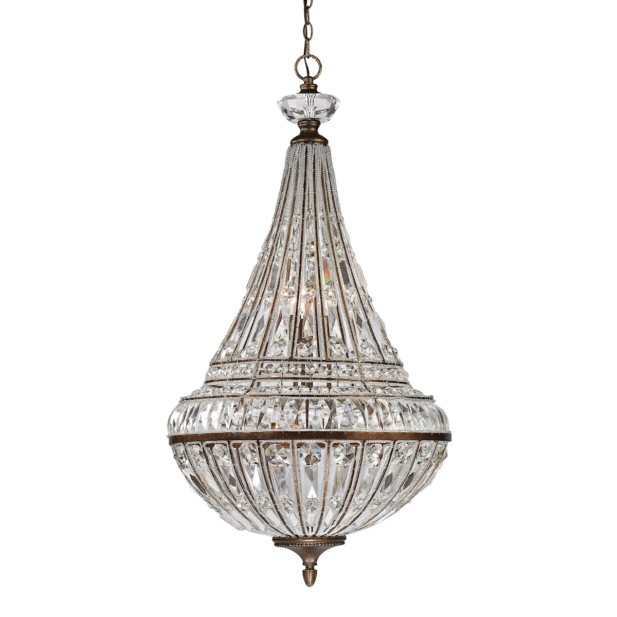 ELK Lighting 46048/6+3 Empire 6+3-Light Chandelier in Mocha with Crystal and Glass Beads