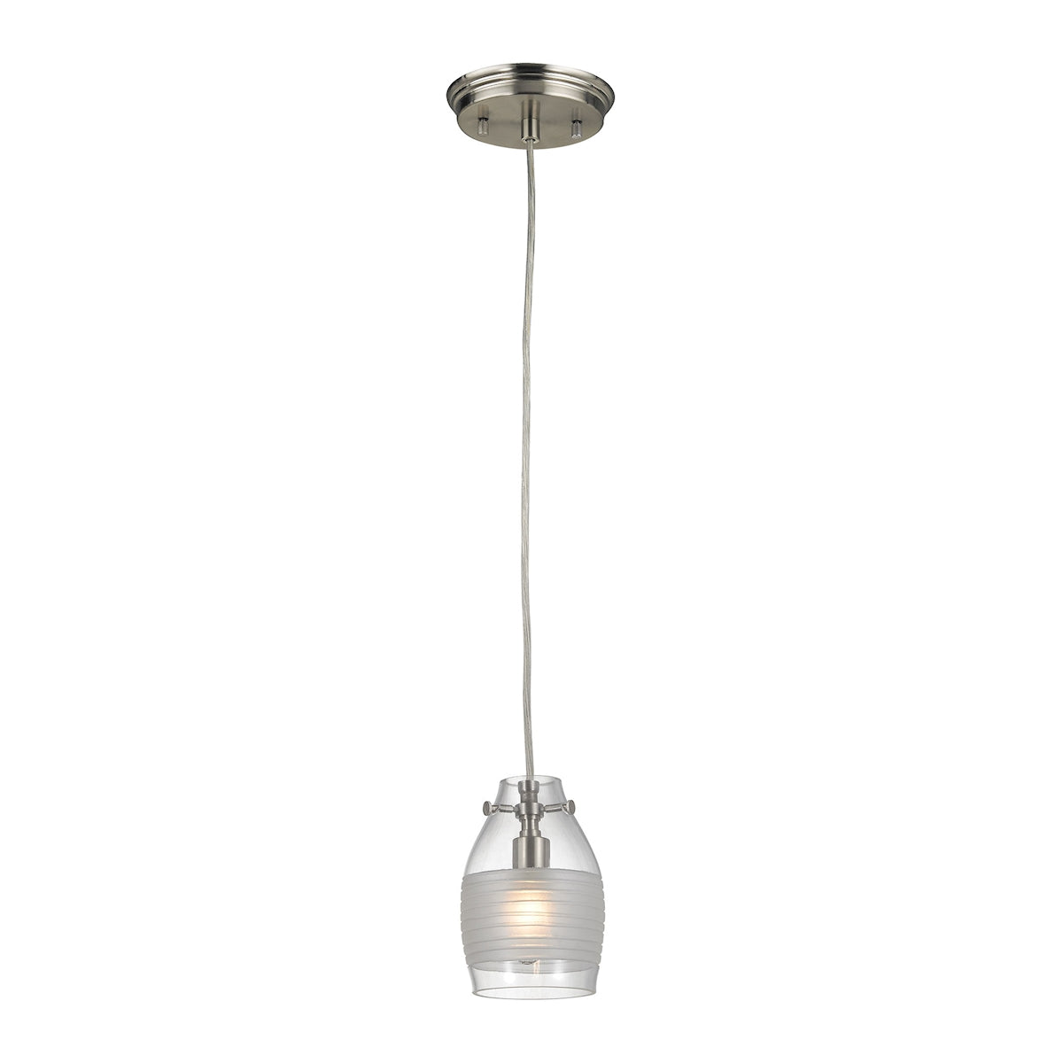 ELK Lighting 46161/1 Carved Glass 1-Light Mini Pendant in Brushed Nickel with Glass Shade