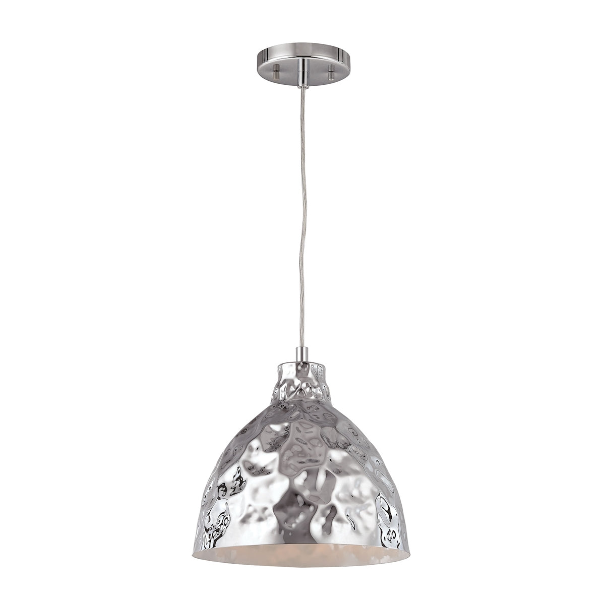 ELK Lighting 46211/1 Hammersmith 1-Light Mini Pendant in Polished Chrome with Hammered Metal Shade