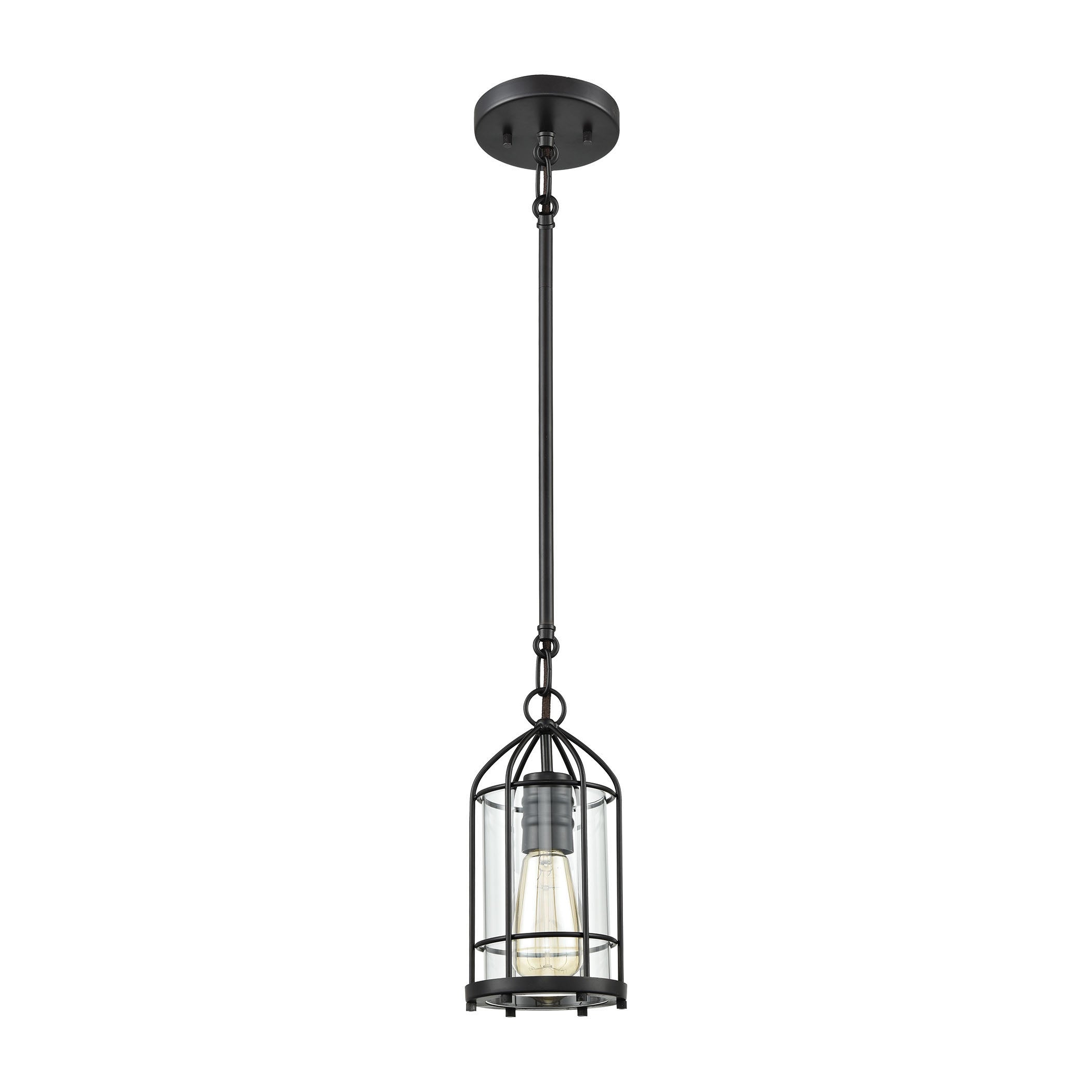 ELK Lighting 46284/1 Southwick 1-Light Mini Pendant in Oil Rubbed Bronze with Clear Blown Glass