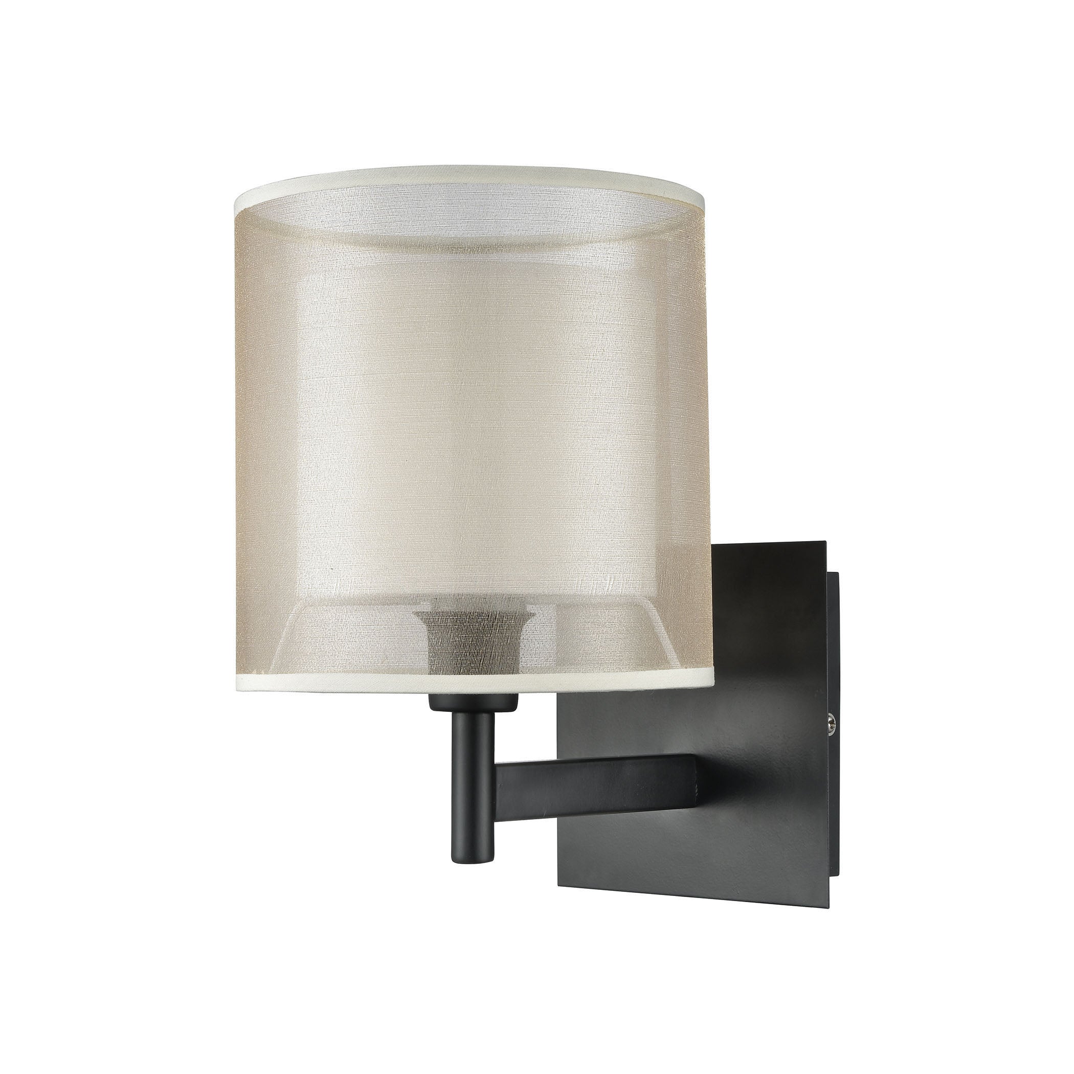 ELK Lighting 46300/1 Ashland 1-Light Vanity Lamp in Matte Black with Webbed Organza and White Fabric Shade