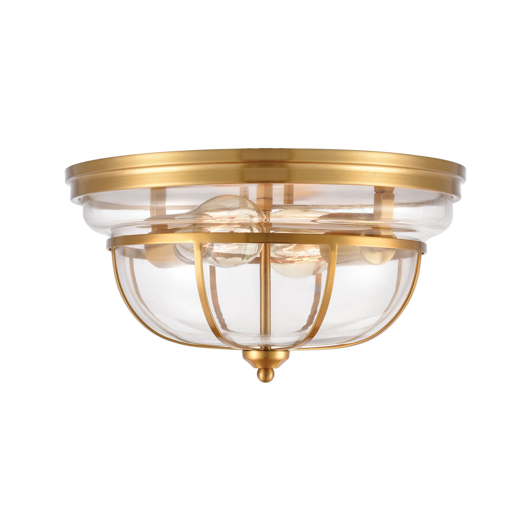 ELK Lighting 46574/2 Manhattan Boutique 2-Light Flush Mount in Brushed Brass with Clear Glass