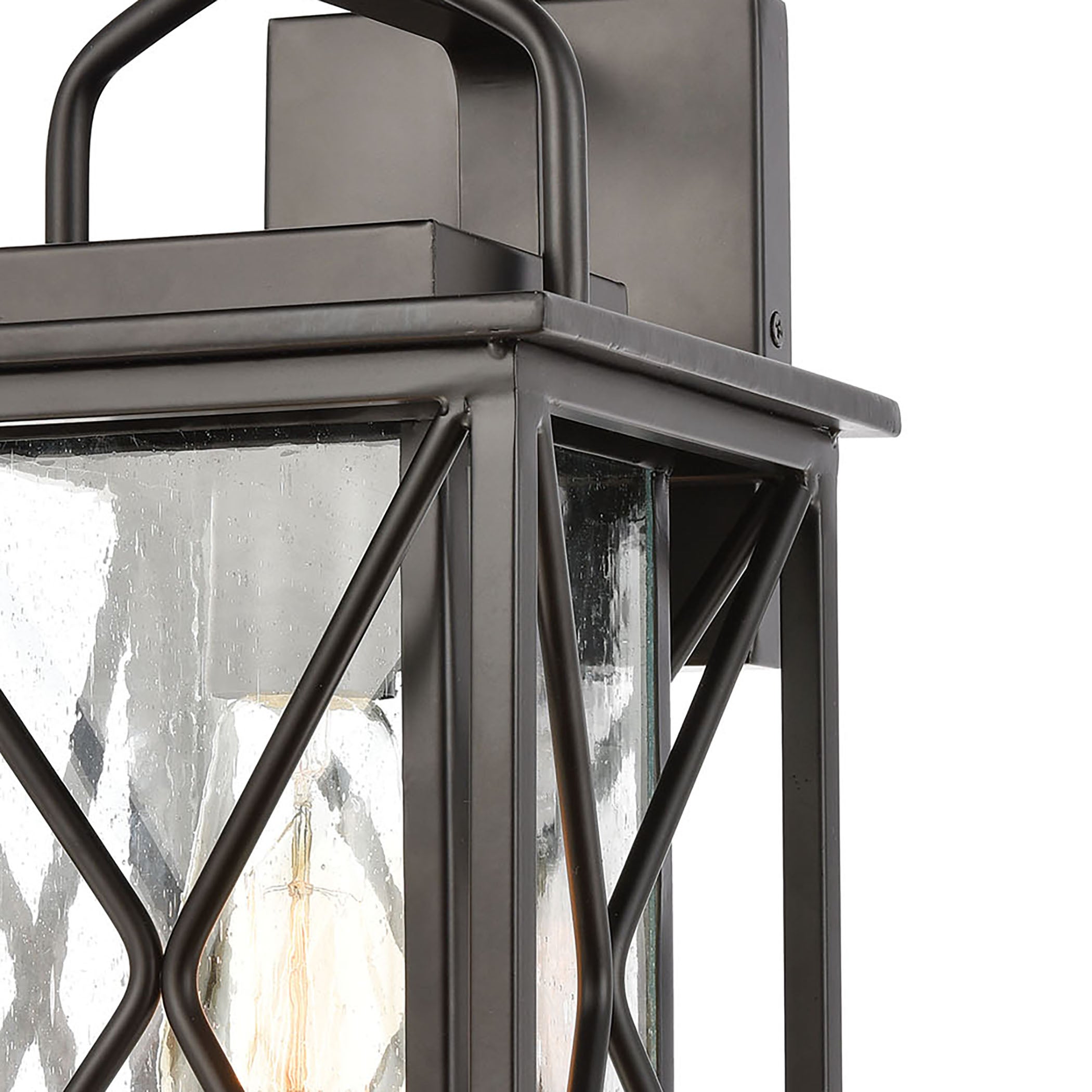 ELK Lighting 46750/1 Carriage Light 1-Light Sconce in Matte Black with Seedy Glass