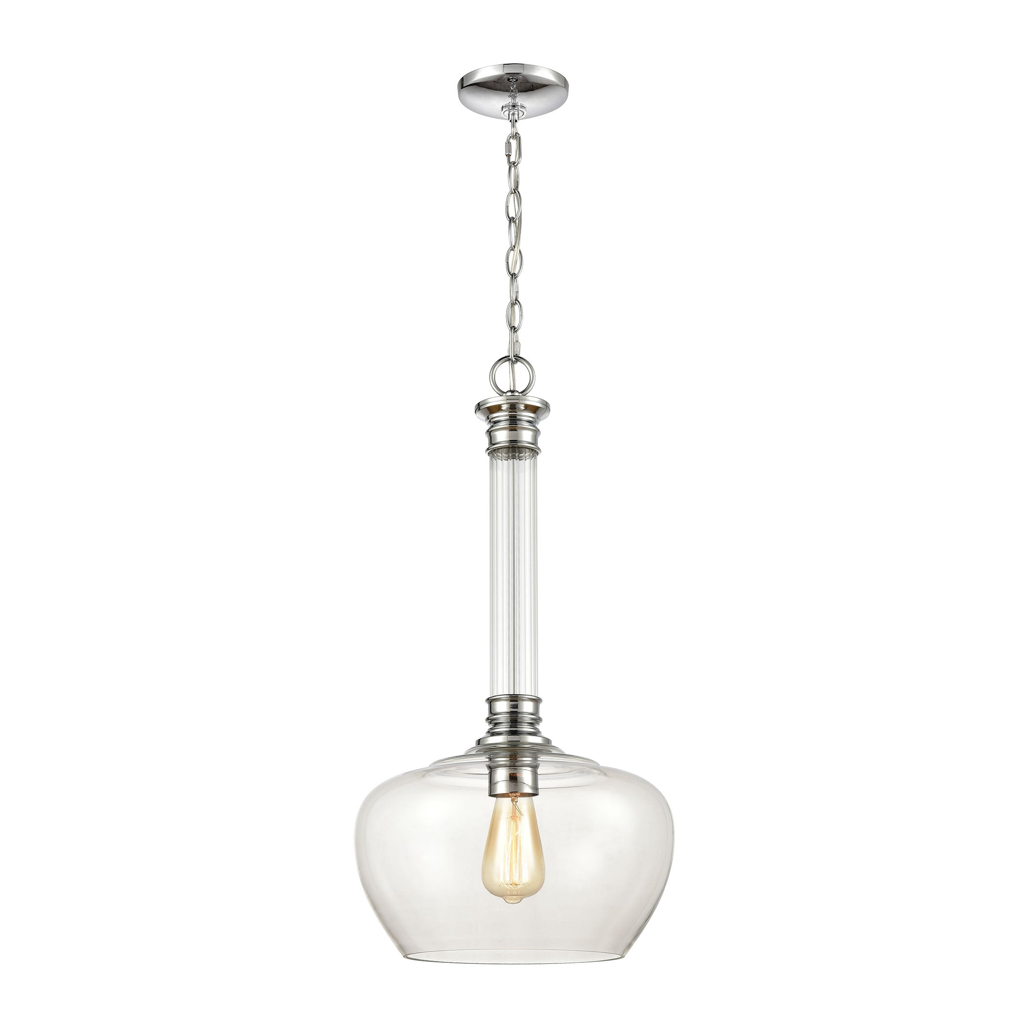 ELK Lighting 46845/1 Glasgow 1-Light Pendant in Polished Chrome with Clear Glass
