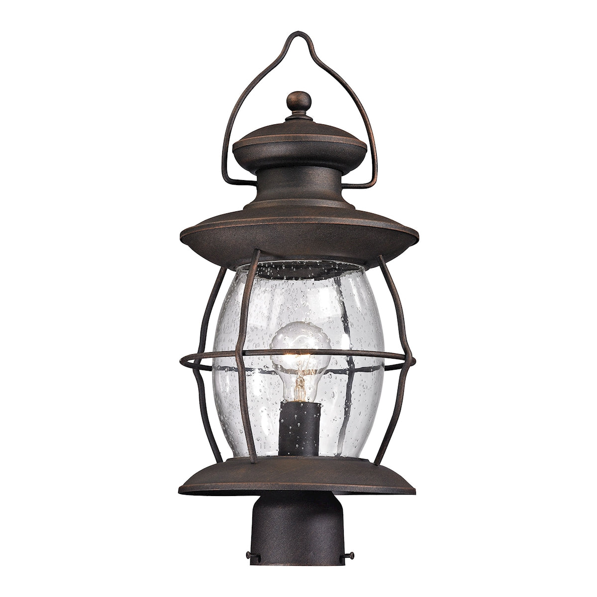 ELK Lighting 47041/1 Village Lantern 1-Light Outdoor Post Lantern in Weathered Charcoal