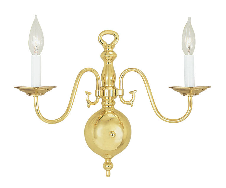 LIVEX Lighting 5002-02 Williamsburgh Wall Sconce in Polished Brass (2 Light)
