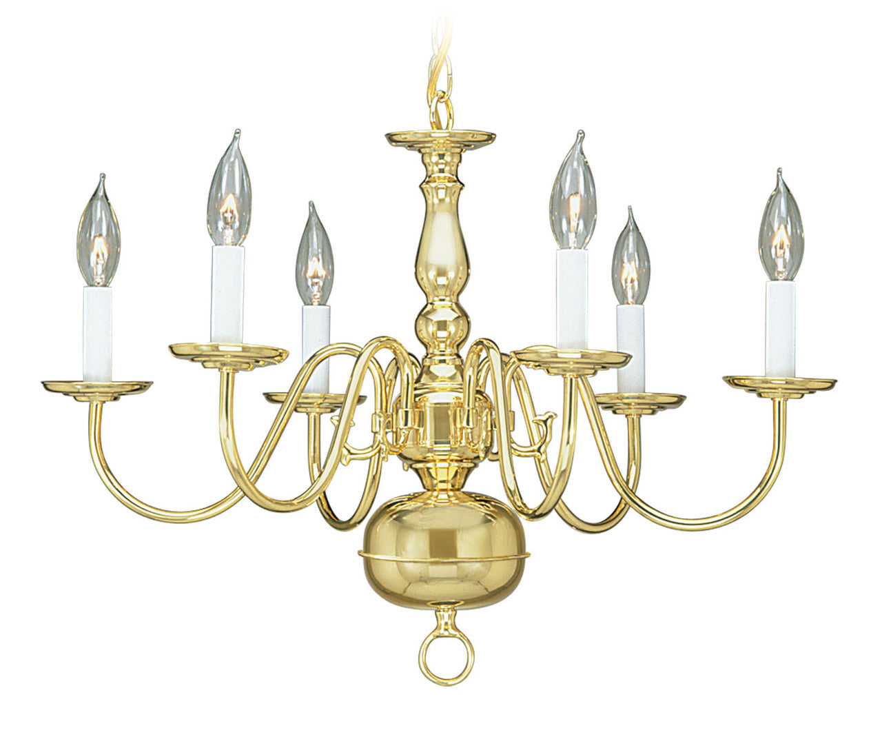 LIVEX Lighting 5006-02 Williamsburgh Chandelier in Polished Brass (6 Light)