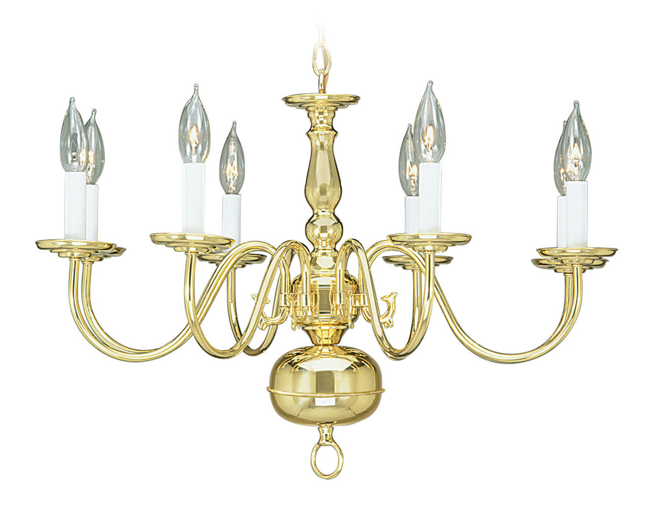 LIVEX Lighting 5008-02 Williamsburgh Chandelier in Polished Brass (8 Light)