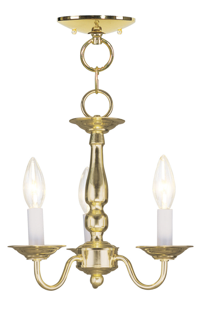 LIVEX Lighting 5009-02 Williamsburgh Convertible Chain Hung/Flushmount in Polished Brass (3 Light)