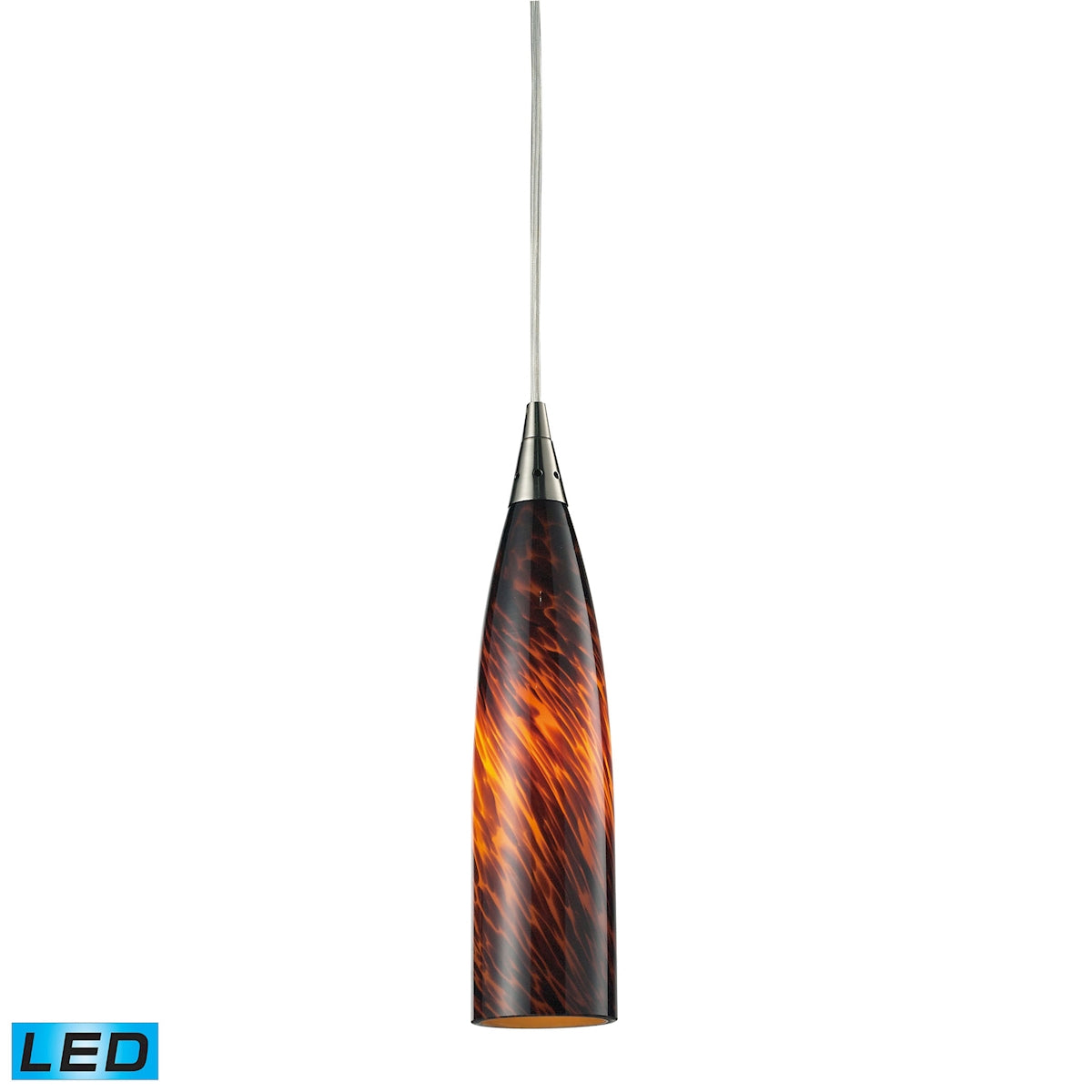 ELK Lighting 501-1ES-LED Lungo 1-Light Mini Pendant in Satin Nickel with Espresso Glass - Includes LED Bulb