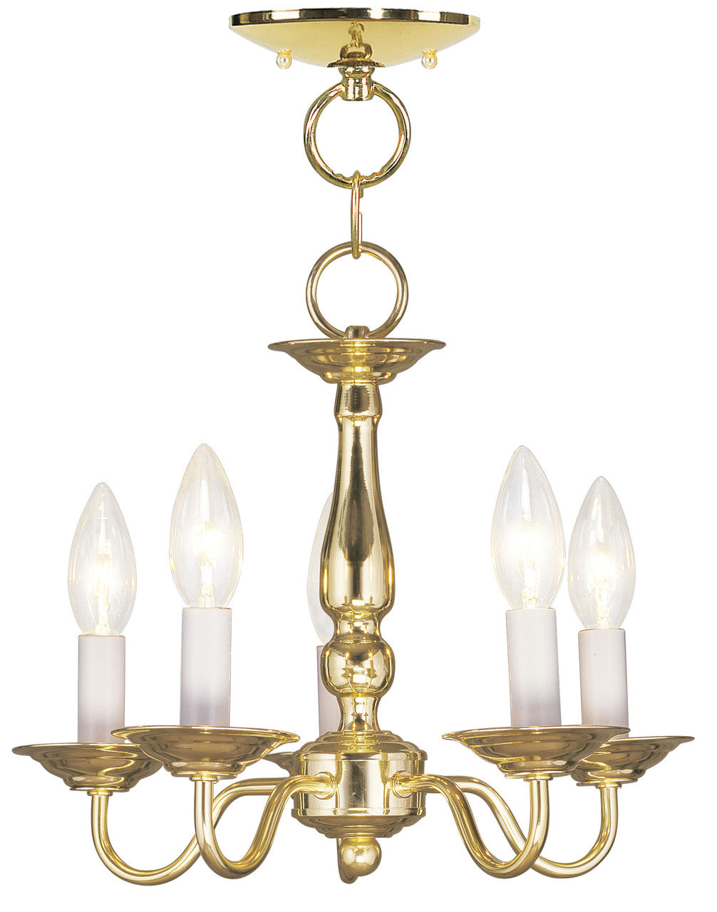 LIVEX Lighting 5011-02 Williamsburgh Convertible Chain Hung/Flushmount in Polished Brass (5 Light)