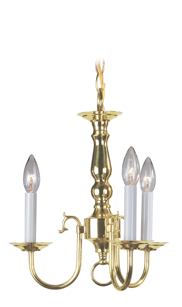 LIVEX Lighting 5013-02 Williamsburgh Mini Chandelier in Polished Brass (3 Light)