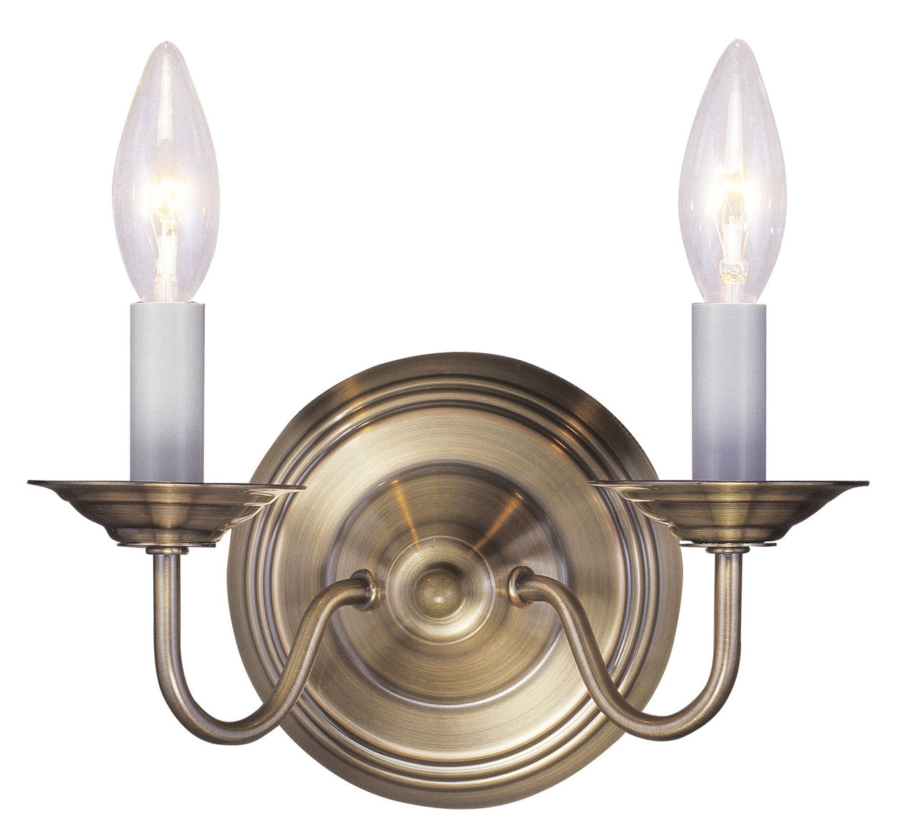 LIVEX Lighting 5018-01 Williamsburgh Wall Sconce in Antique Brass (2 Light)