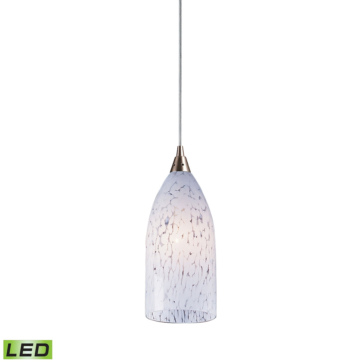 ELK Lighting 502-1SW-LED Verona 1-Light Mini Pendant in Satin Nickel with Snow White Glass - Includes LED Bulb