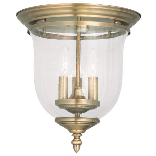 LIVEX Lighting 5024-01 Legacy Flushmount in Antique Brass (3 Light)