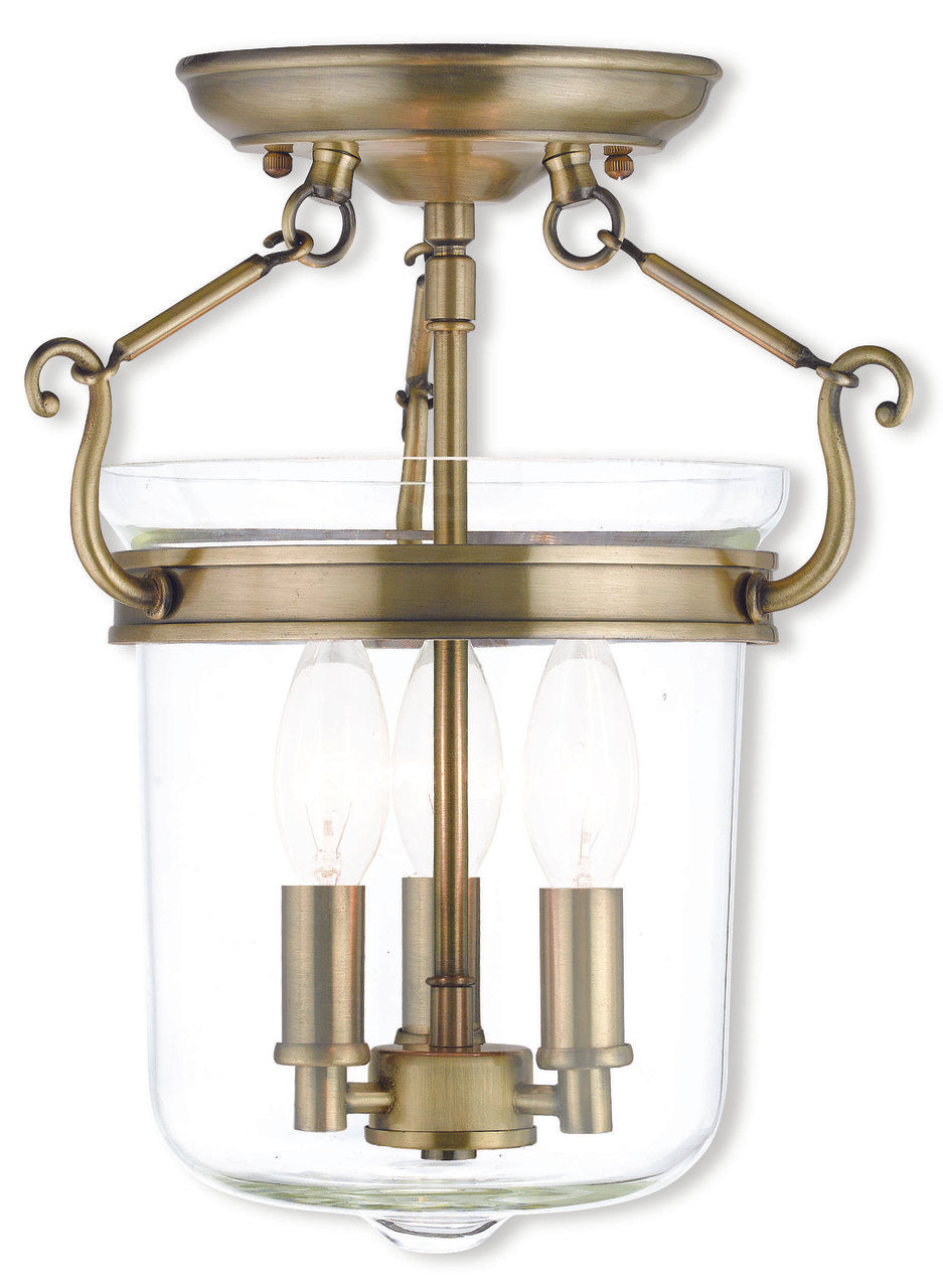 LIVEX Lighting 50481-01 Rockford Flushmount in Antique Brass (3 Light)