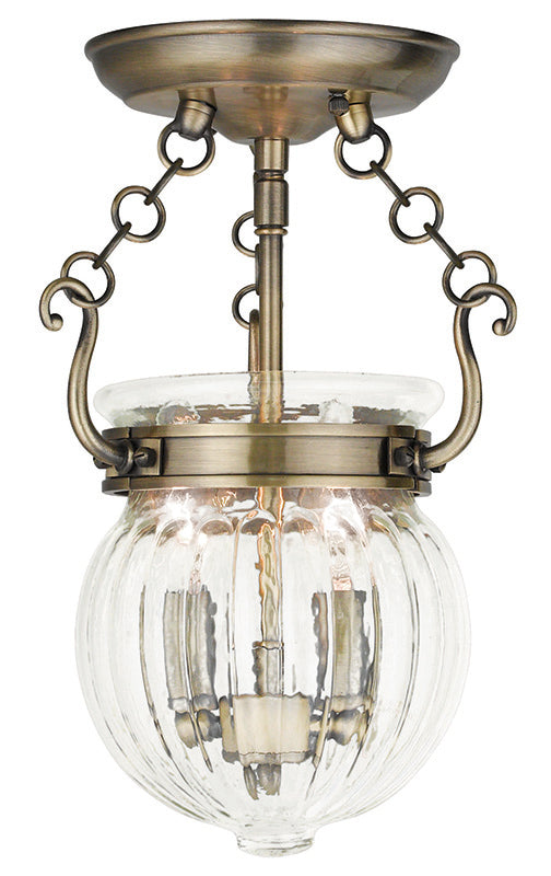 LIVEX Lighting 50502-01 Everett Flushmount in Antique Brass (2 Light)