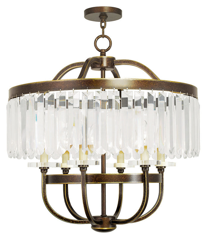 LIVEX Lighting 50546-64 Ashton Chandelier with Hand-Painted Palacial Bronze (6 Light)
