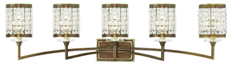LIVEX Lighting 50565-64 Grammercy Bath Light with Hand-Painted Palacial Bronze (5 Light)