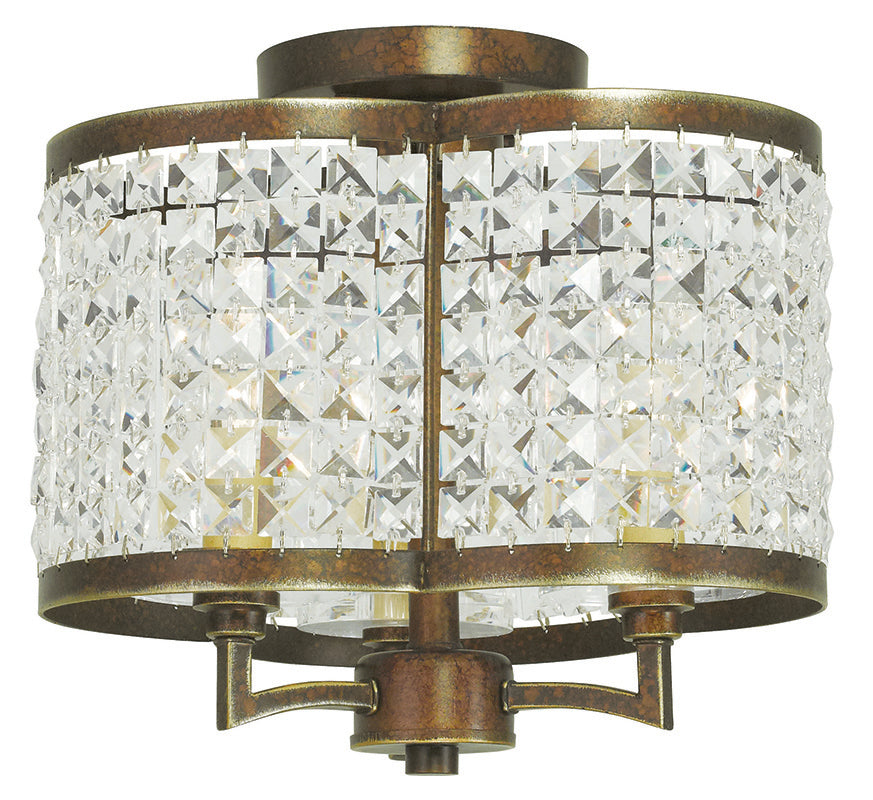 LIVEX Lighting 50573-64 Grammercy Flushmount with Hand-Painted Palacial Bronze (3 Light)
