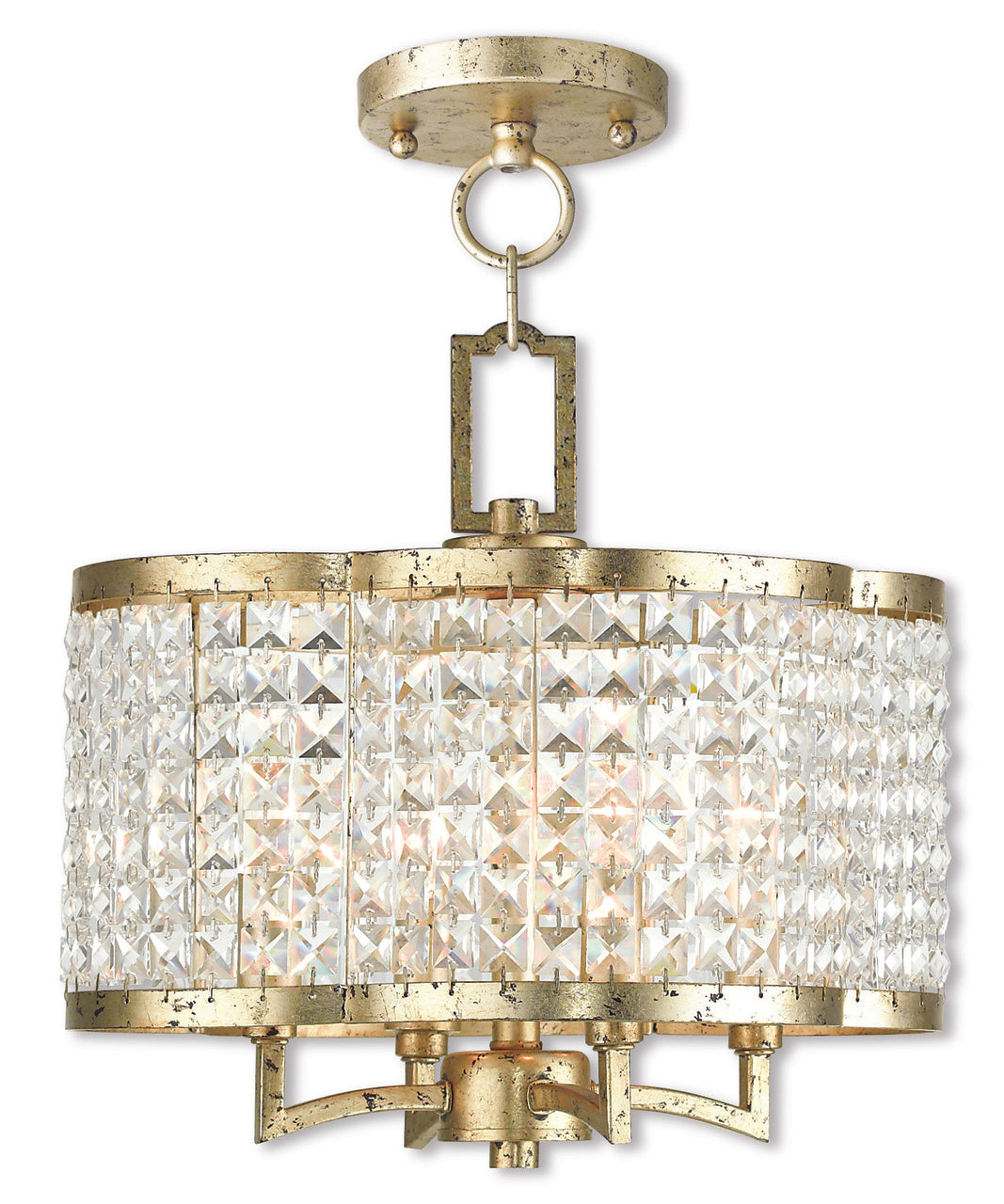 LIVEX Lighting 50574-28 Grammercy Convertible Mini Chandelier/Flushmount with Hand-Applied Winter Gold (4 Light)