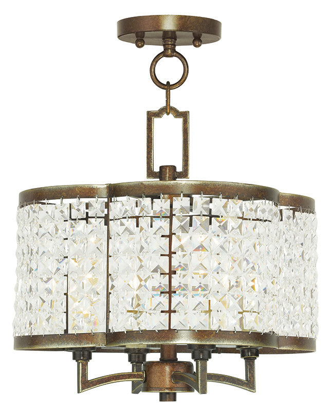 LIVEX Lighting 50574-64 Grammercy Convertible Mini Chandelier/Flushmount with Hand-Painted Palacial Bronze (4 Light)