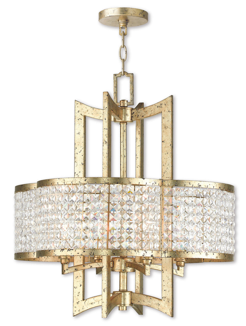 LIVEX Lighting 50575-28 Grammercy Chandelier with Hand-Applied Winter Gold (4 Light)