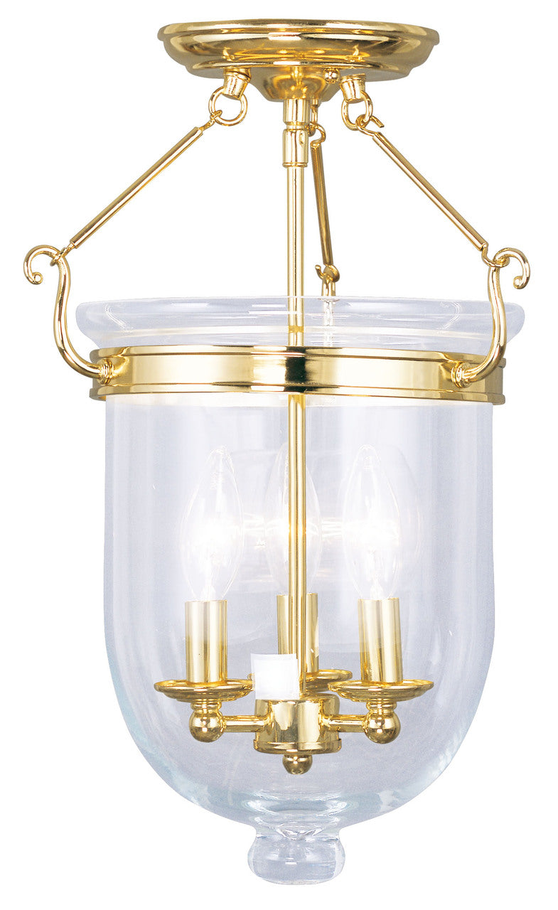 LIVEX Lighting 5062-02 Jefferson Flushmount in Polished Brass (3 Light)
