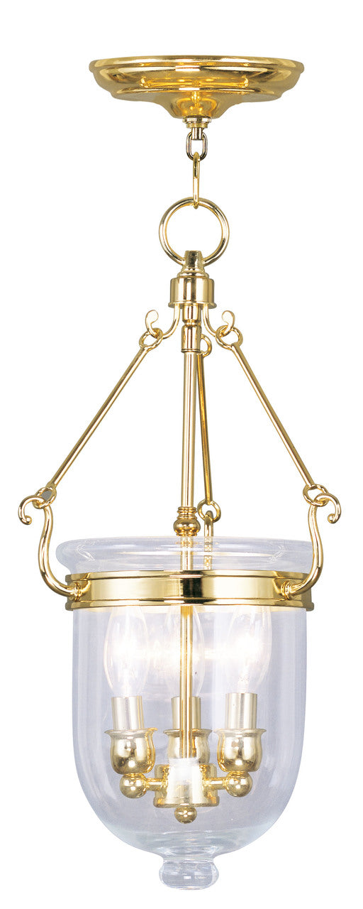 LIVEX Lighting 5063-02 Jefferson Chain Lantern in Polished Brass (3 Light)
