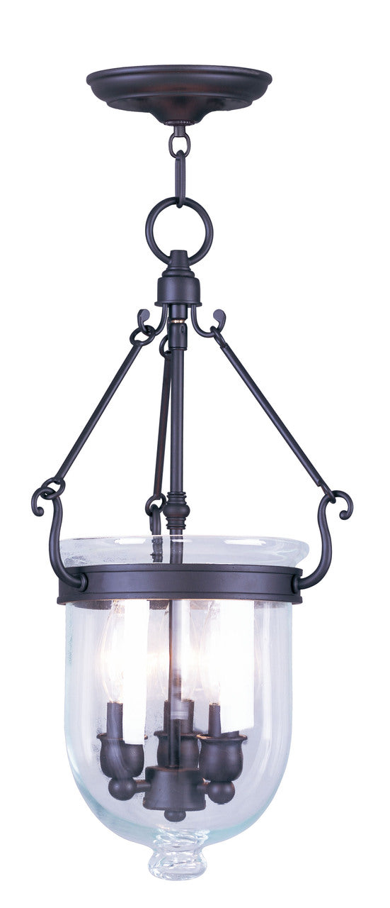 LIVEX Lighting 5063-07 Jefferson Chain Lantern in Bronze (3 Light)