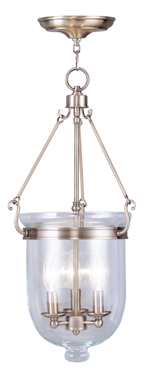 LIVEX Lighting 5064-01 Jefferson Chain Lantern in Antique Brass (3 Light)