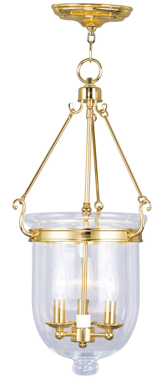 LIVEX Lighting 5064-02 Jefferson Chain Lantern in Polished Brass (3 Light)