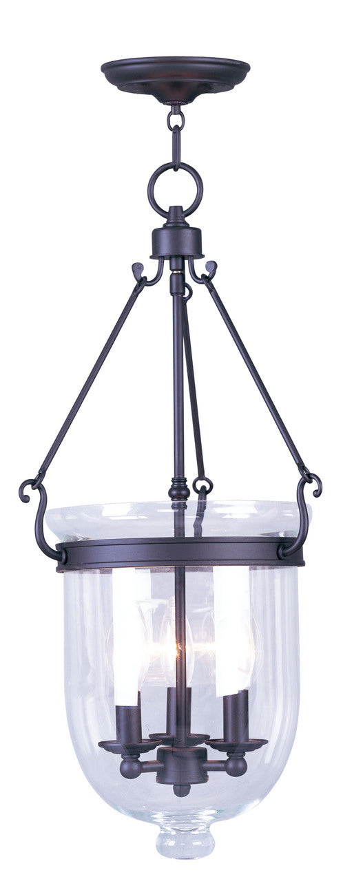 LIVEX Lighting 5064-07 Jefferson Chain Lantern in Bronze (3 Light)
