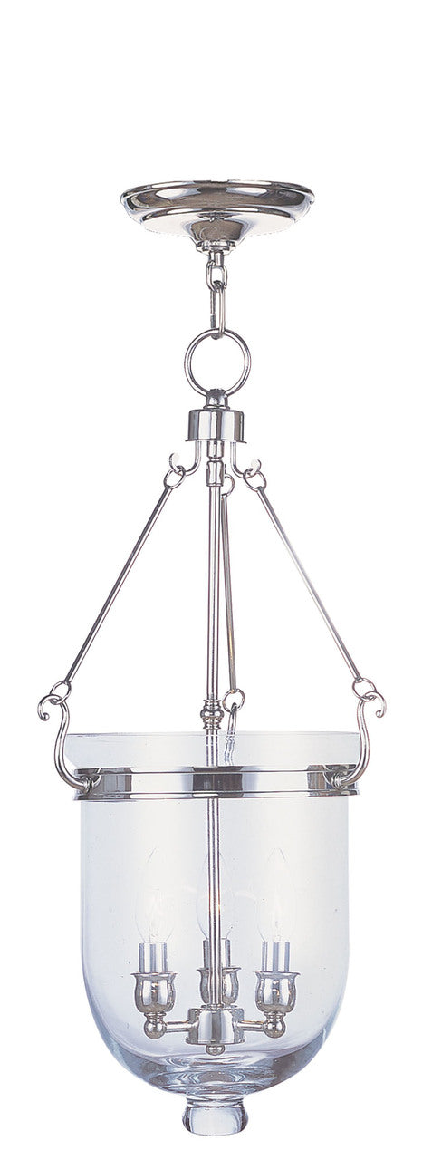LIVEX Lighting 5064-35 Jefferson Chain Lantern in Polished Nickel (3 Light)