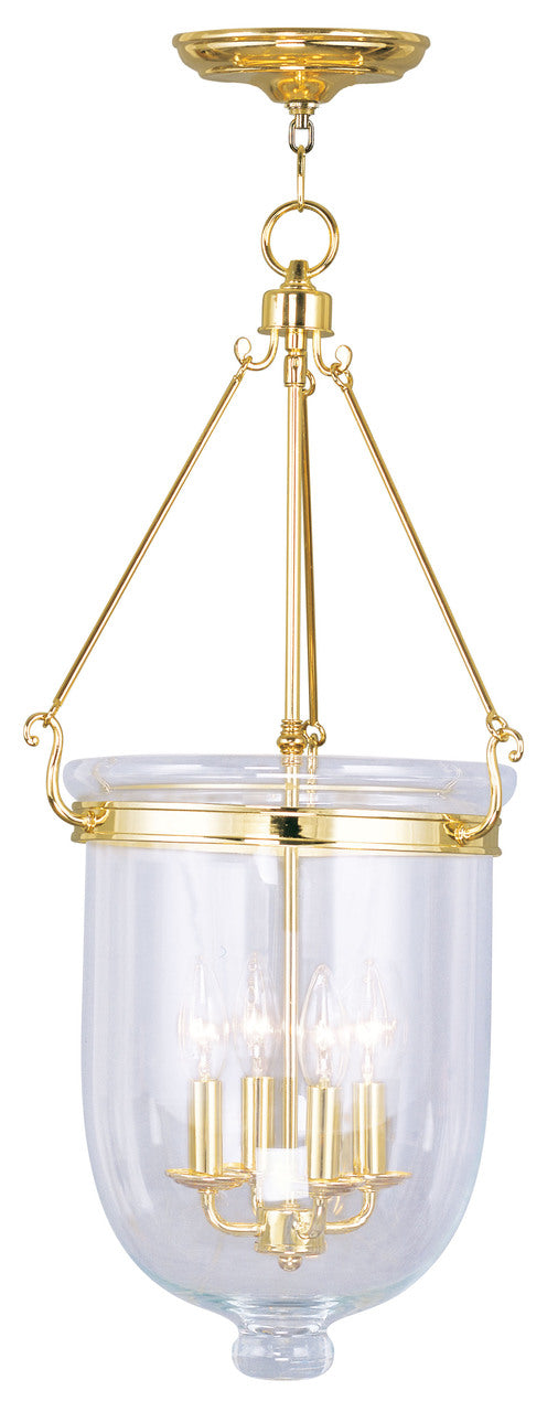 LIVEX Lighting 5065-02 Jefferson Chain Lantern in Polished Brass (4 Light)
