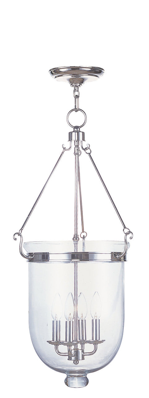 LIVEX Lighting 5065-35 Jefferson Chain Lantern in Polished Nickel (4 Light)
