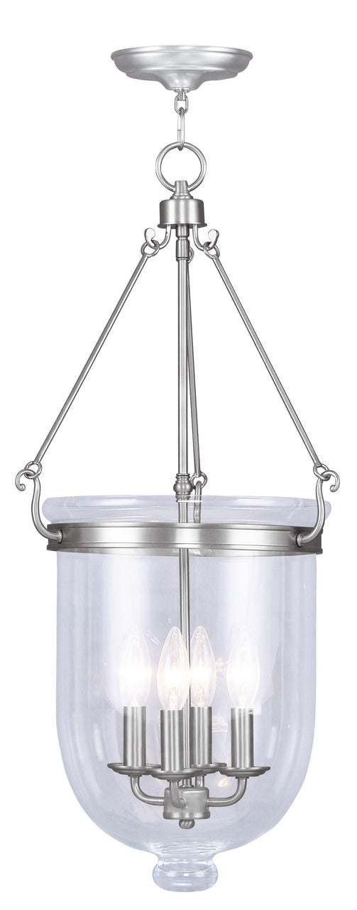 LIVEX Lighting 5065-91 Jefferson Chain Lantern in Brushed Nickel (4 Light)