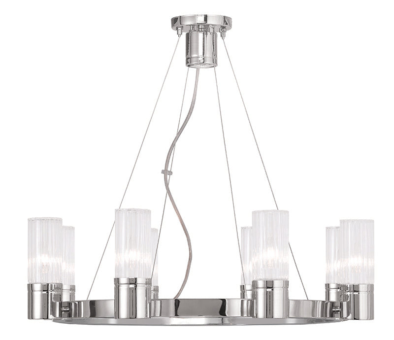 LIVEX Lighting 50698-05 Midtown Contemporary Chandelier in Polished Chrome (8 Light)