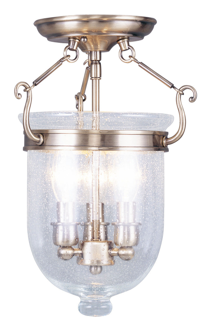 LIVEX Lighting 5081-01 Jefferson Flushmount in Antique Brass (3 Light)