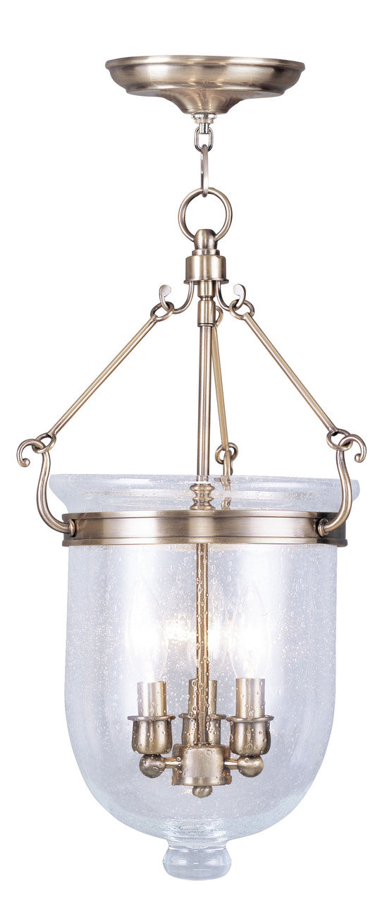 LIVEX Lighting 5083-01 Jefferson Chain Lantern in Antique Brass (3 Light)