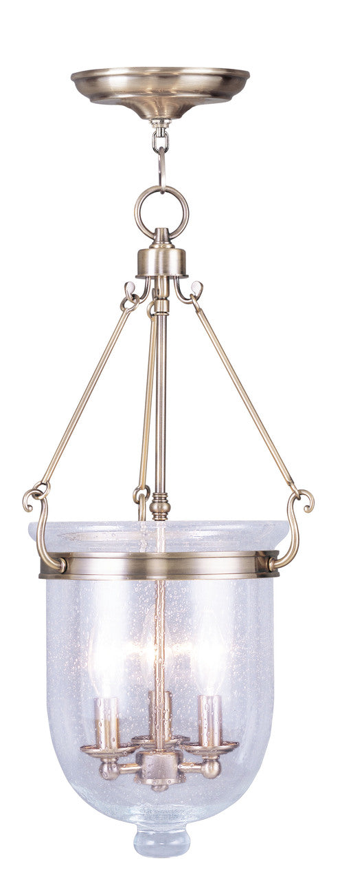 LIVEX Lighting 5084-01 Jefferson Chain Lantern in Antique Brass (3 Light)